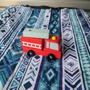 Classic Red and Gray Wooden Fire Engine